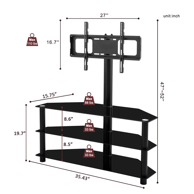 Rackora Large ATV900 TV Stand Entertainment Center - 32-65 Inch