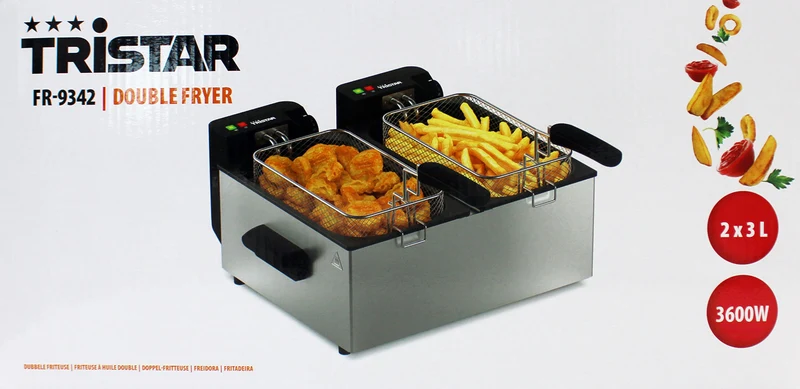 Tristar FR-9342 Doppel-Fritteuse 2 X 3L 1800W