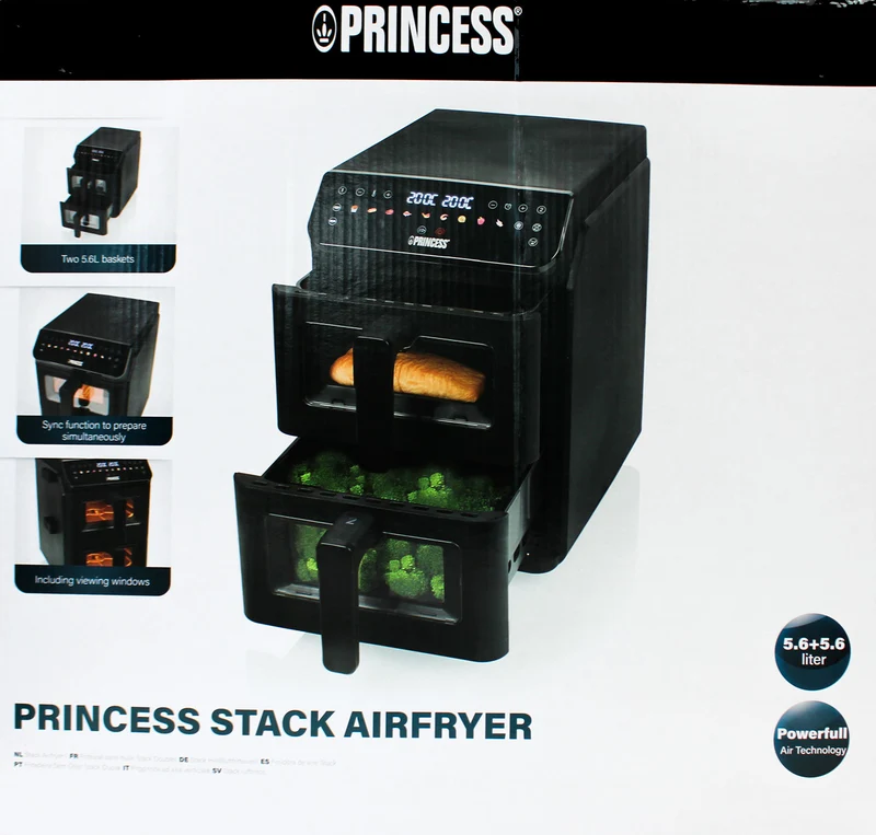 Princess 182490 Doppel-Heißluftfritteuse 2x5.6L 3000W