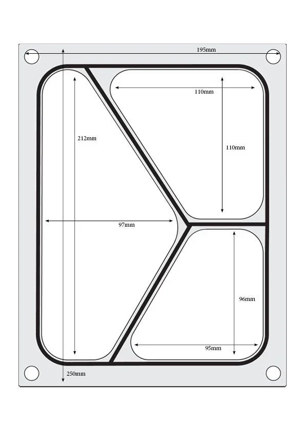 Hendi Matrize für Schalenversiegelungsmaschine Compact, dreigeteilte Schale, 227 x 178 mm