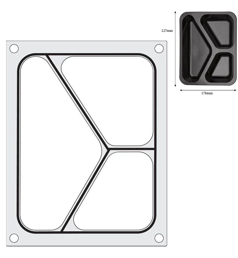 Hendi Matrize für Schalenversiegelungsmaschine Compact, dreigeteilte Schale, 227 x 178 mm