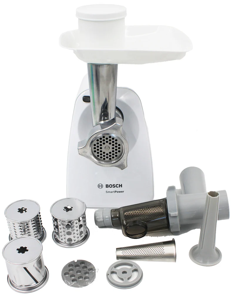 Bosch MFW2517W Fleischwolf 350W weiß mit Hobel- u. Entsafteraufsatz