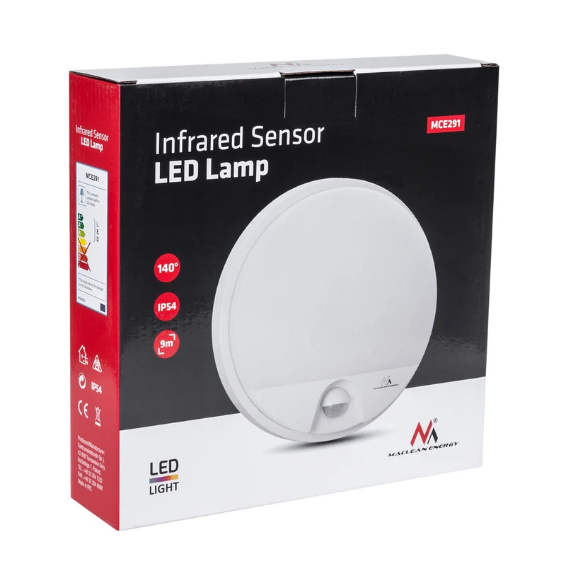 Maclean LED Light with Motion Sensor, PIR Sensor, White, 15W, IP54, 1100 lm, Neutral White, MCE291 W, 2 pieces