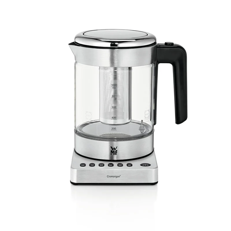 WMF Küchenminis 2 in 1 Vario Wasserkocher mit Temperatureinstellung, 1,0l, 1900 W, Teekocher Glas mit Teebeutelhalter und Sieb