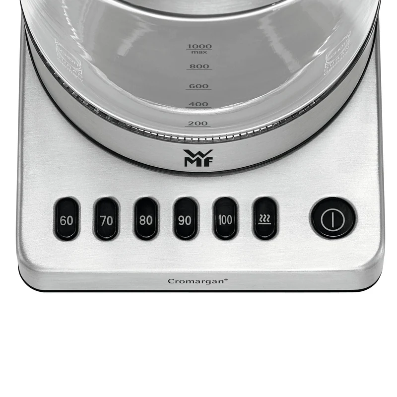 WMF Küchenminis 2 in 1 Vario Wasserkocher mit Temperatureinstellung, 1,0l, 1900 W, Teekocher Glas mit Teebeutelhalter und Sieb