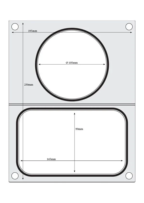 Hendi Matrize für Schalenversiegelungsmaschine Compact, 1 Schale 178 x 113 mm und 1 Rundschale Ø 115 mm