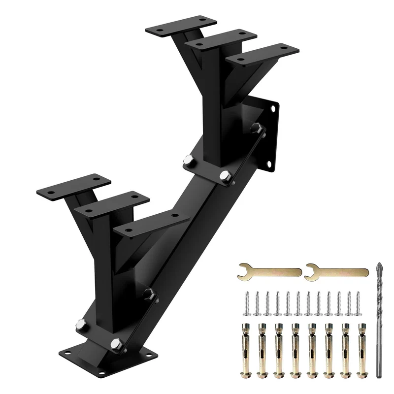 2-Stufen-Metall-Treppenwangen mit Stahl-Setzstufe für Deckhöhe 33 cm/13 Zoll, mit vorgebohrten Löche