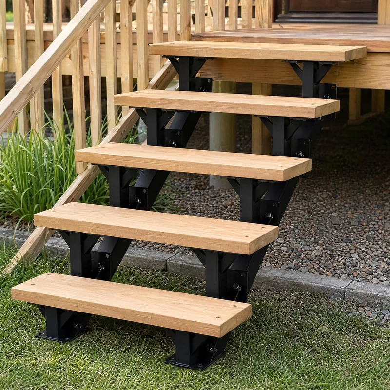2-Stufen-Metall-Treppenwangen mit Stahl-Setzstufe für Deckhöhe 33 cm/13 Zoll, mit vorgebohrten Löche