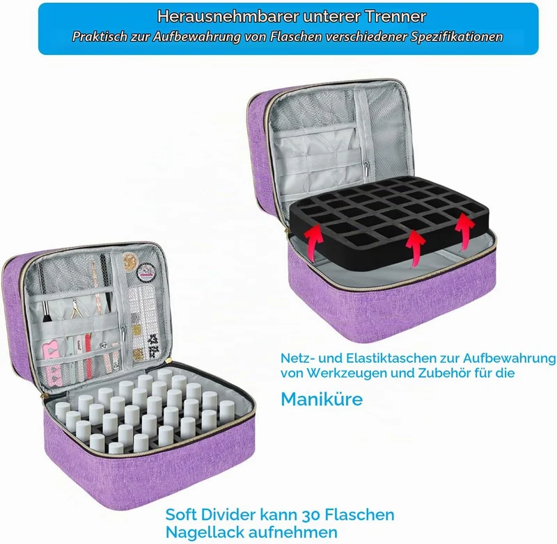 Boczif Nagellack Aufbewahrung, Nagellack Organizer Tasche, Schminktisch Organizer Geeignet für Nagel