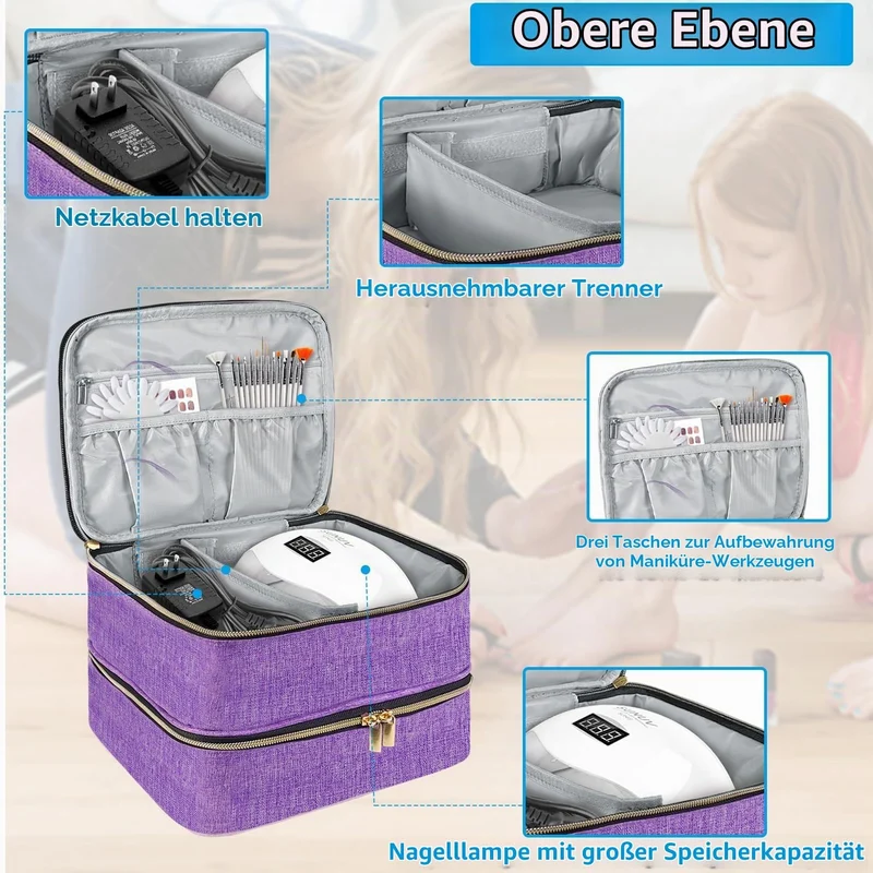 Boczif Nagellack Aufbewahrung, Nagellack Organizer Tasche, Schminktisch Organizer Geeignet für Nagel