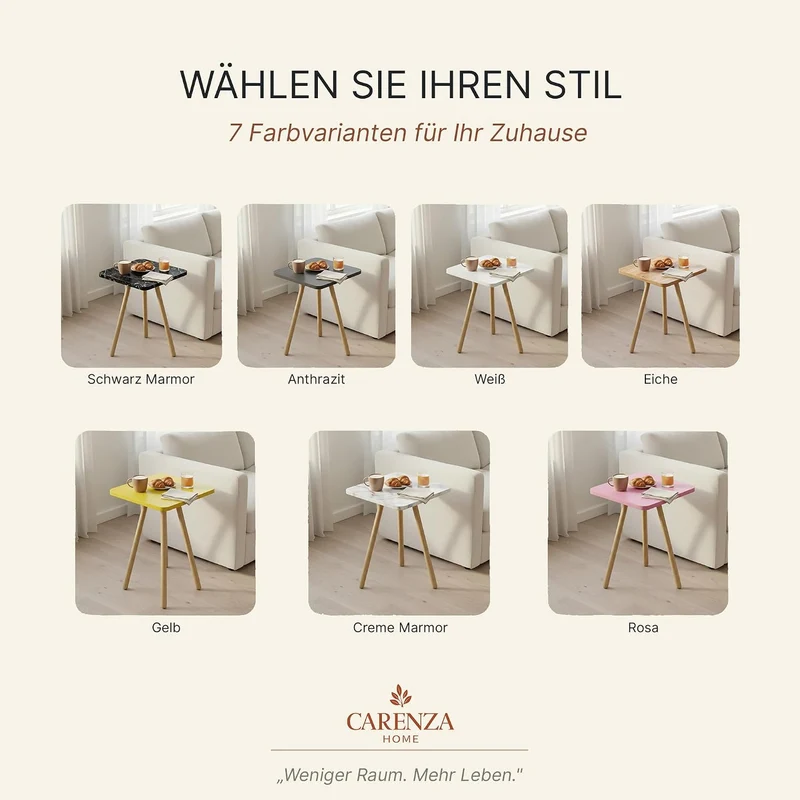 Beistelltisch Eiche 34x45 cm Holzbeine Sofatisch Couchtisch Nachttisch Skandinavisch Natur Oak Quadr