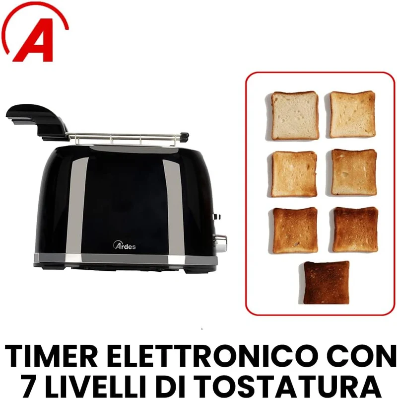 ARDES - ARTOAST03 TOSTO PRESTIGE Toaster mit gefüllten Toastzangen - 2 Timer für 7 Röstungen - Toast