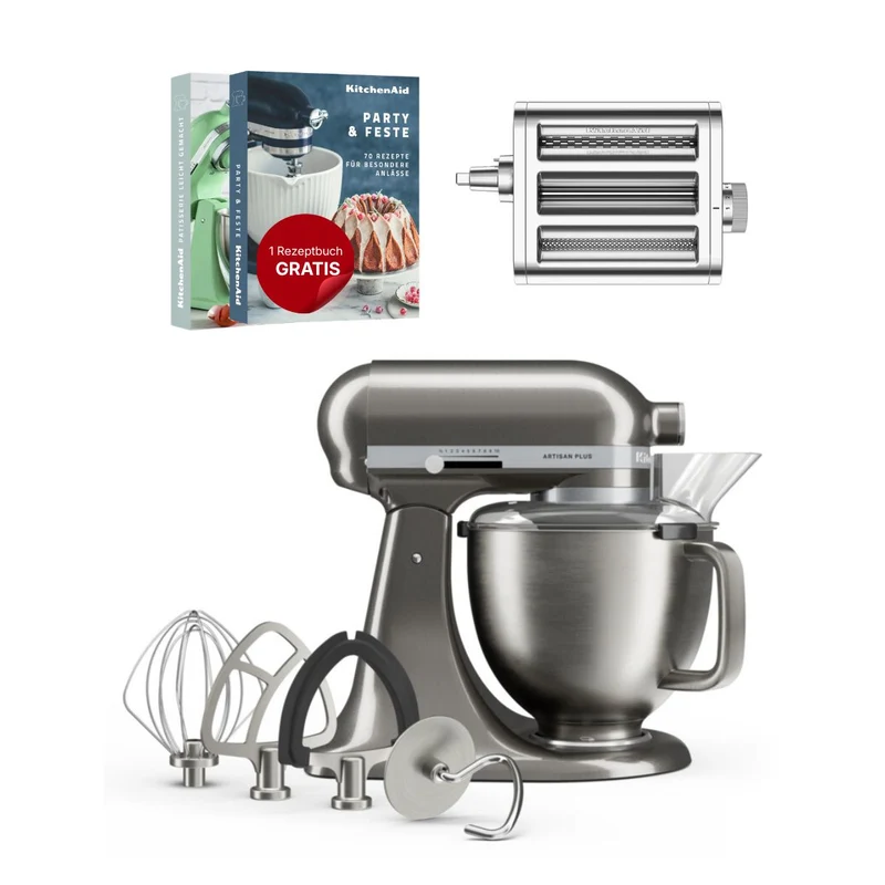 KitchenAid 4,7 L 5KSM50 Artisan Plus Küchenmaschine Pastalover mit 3-in-1 Nudelvorsatz