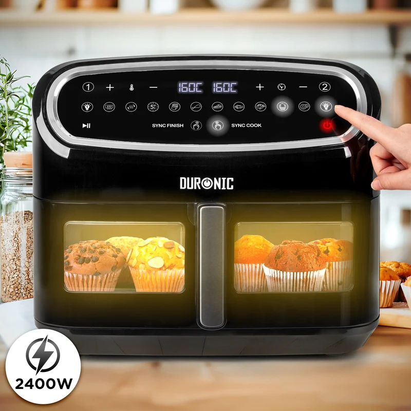 Duronic AF14 BK Heißluftfritteuse, XXL Heißluftfriteuse mit 10 Liter für Pommes, Friteuse HLF 10L Volumen Airfryer, Air Fryer für Rezepte ohne Öl