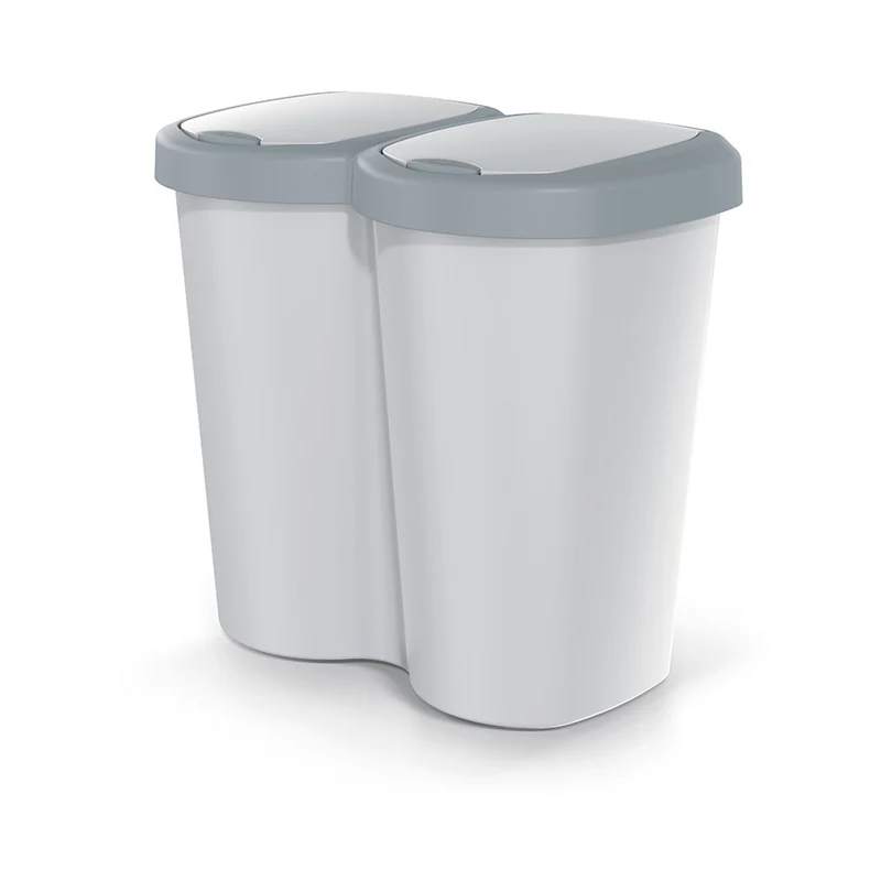 Compacta B Duo trash garbage can, gray/ash, 40L capacity, one compartment, two lids, wall-mounted version, NDBS40-429U_427C