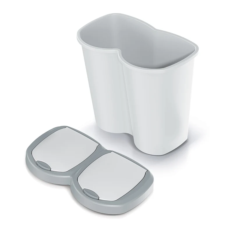 Compacta B Duo trash garbage can, gray/ash, 40L capacity, one compartment, two lids, wall-mounted version, NDBS40-429U_427C
