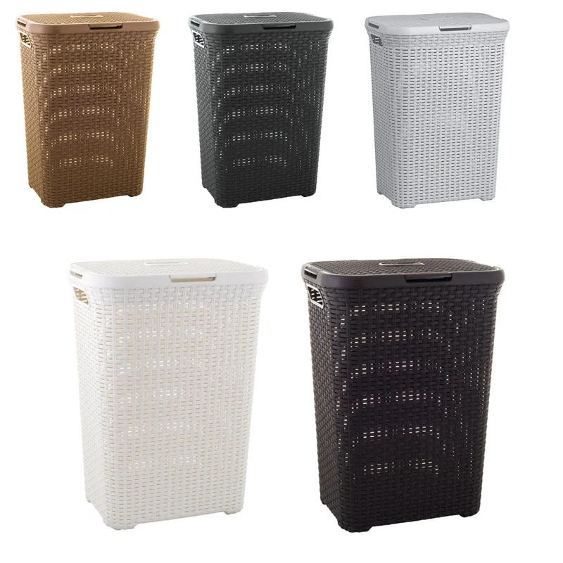 Curver laundry basket, openwork design, 60L, light gray, Natural Style