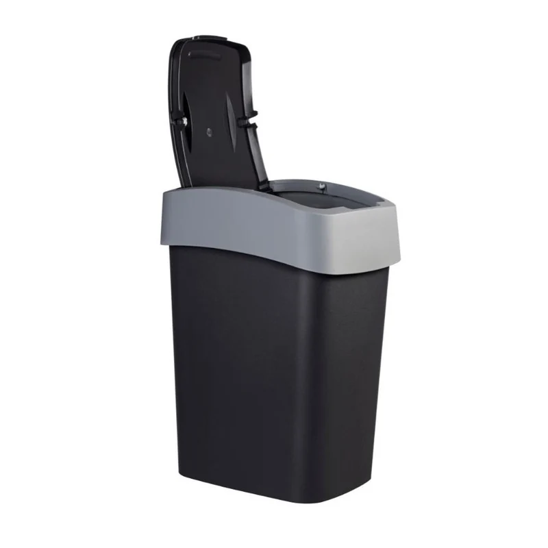 Curver waste garbage can, with lid, tilt out, 25l, black and silver, Flip Bin