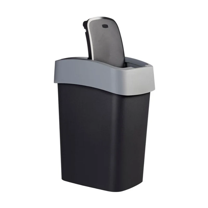 Curver waste garbage can, with lid, tilt out, 25l, black and silver, Flip Bin