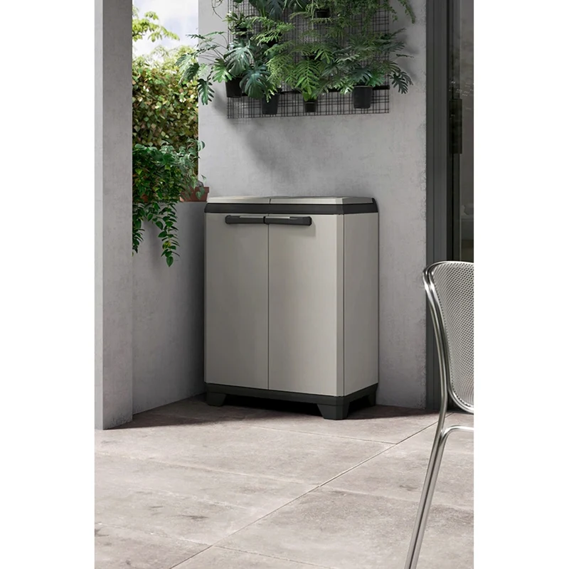 Keter Planet Waste Sorting Bin, 2x110L capacity, gray, 68x39x92 cm, 246640