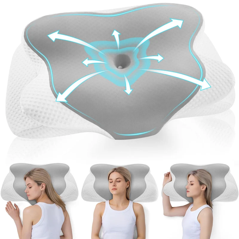 DONAMA Nackenkissen Kopfkissen Memory Foam Kissen,Schlafkissen für Seiten Rücken & Bauchschläfer Hel