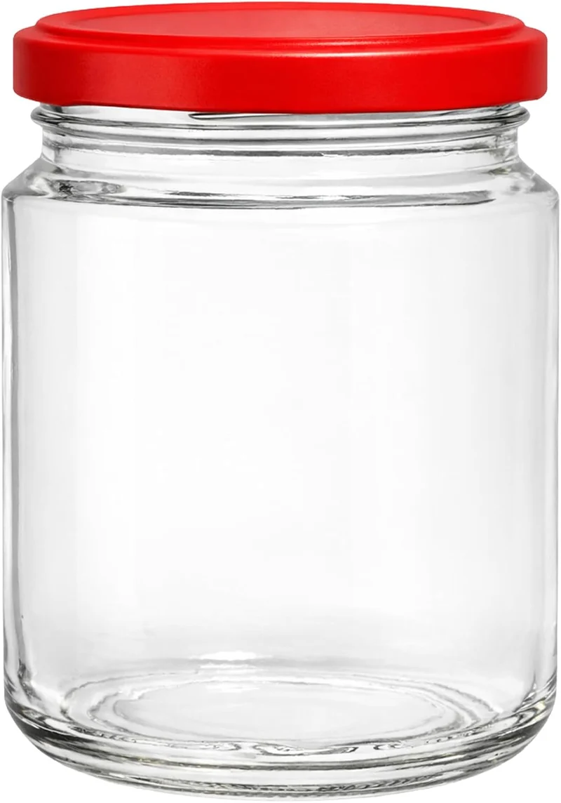 Vitrea 25x Marmeladengläser 275 ml - mit Deckel Rot TO 66 - Einmachgläser zum befüllen mit Schraubde