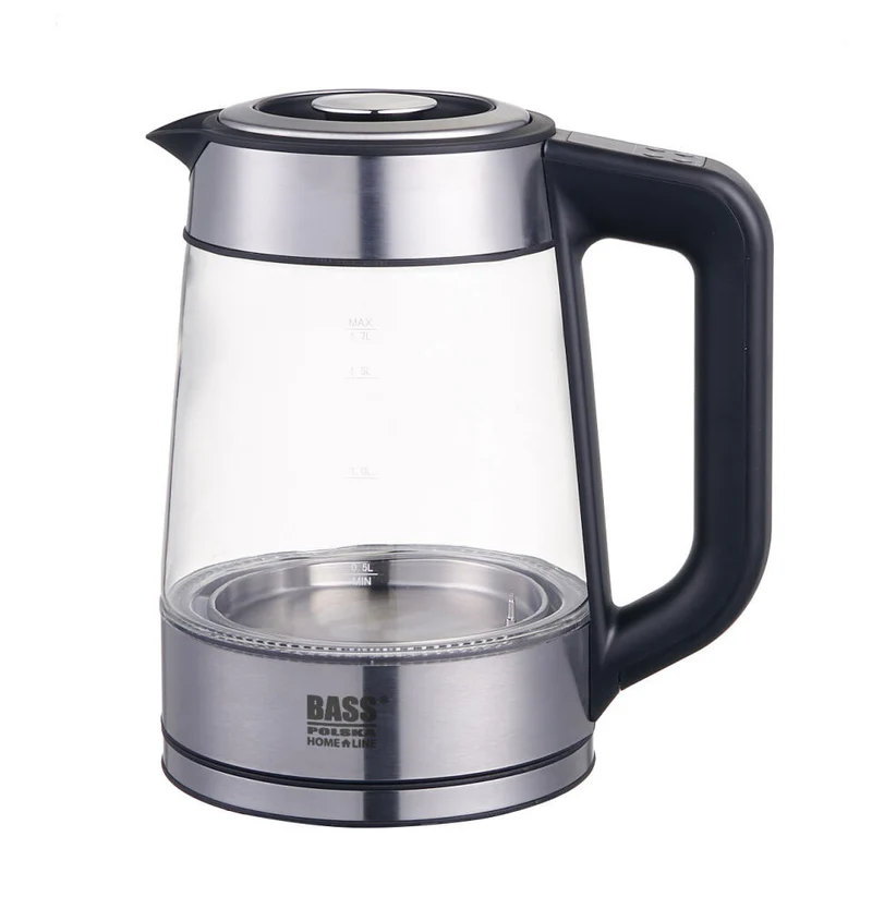 Bass Polska BH 10351 Wasserkocher Glas 1,7l mit Temperatureinstellung LED Beleuchtung