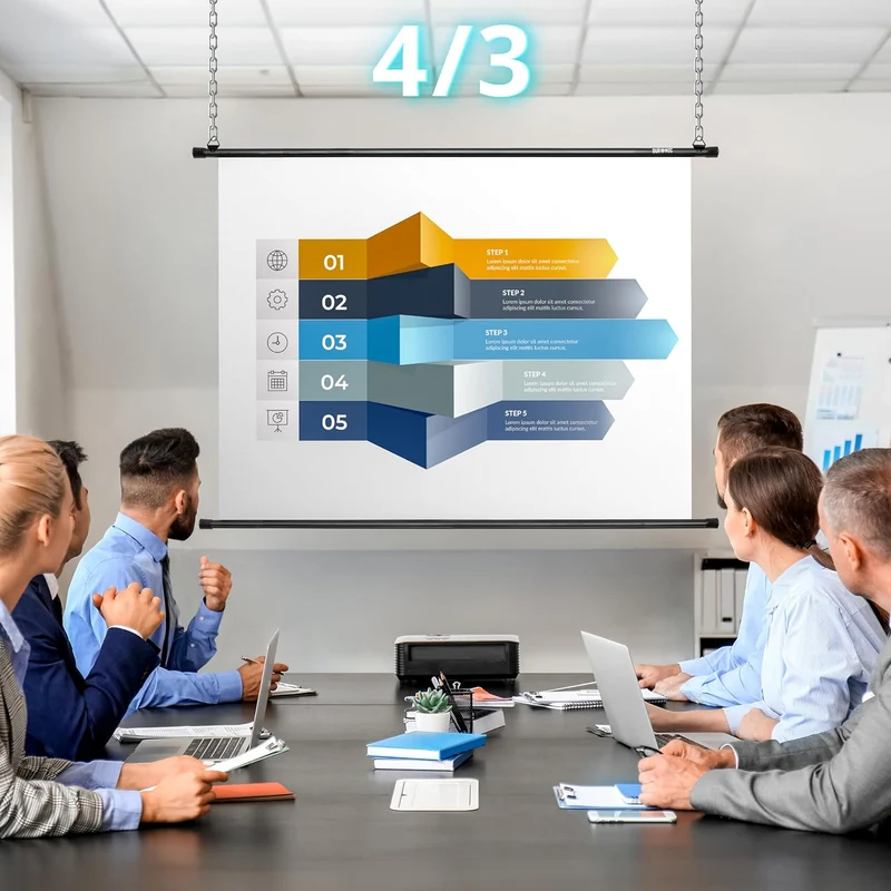 Duronic BPS60 16:9 Projektorleinwand, Beamerleinwand 60 Zoll, Heimkino mit 4K Full HD 3D, Rolloleinwand 1.0 Gain, Beamer Leinwand für Wandmontage, Filmnacht, Videoleinwand für Büro Schulen