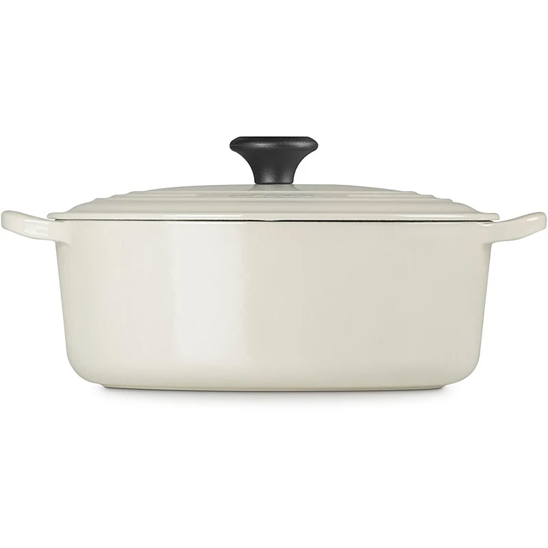 Le Creuset Ovaler Bräter Tradition 27 cm mit Phenolknopf Creme