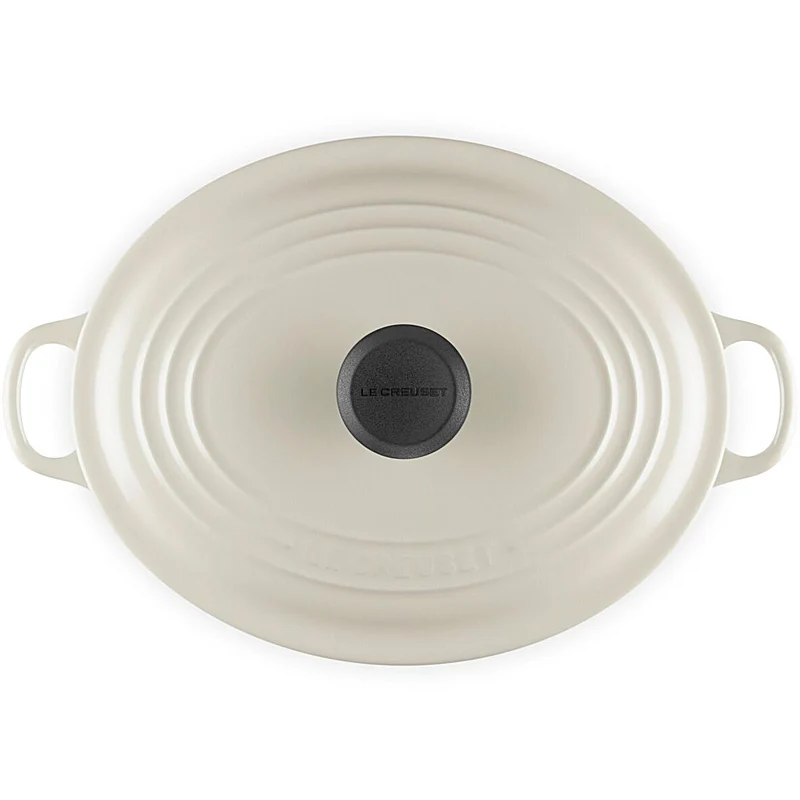 Le Creuset Ovaler Bräter Tradition 27 cm mit Phenolknopf Creme