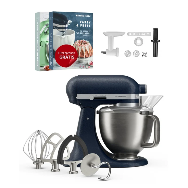 KitchenAid 4,7 L 5KSM50 Artisan Plus Küchenmaschine Cookielover mit Fleischwolf + Spritzgebäckvorsatz