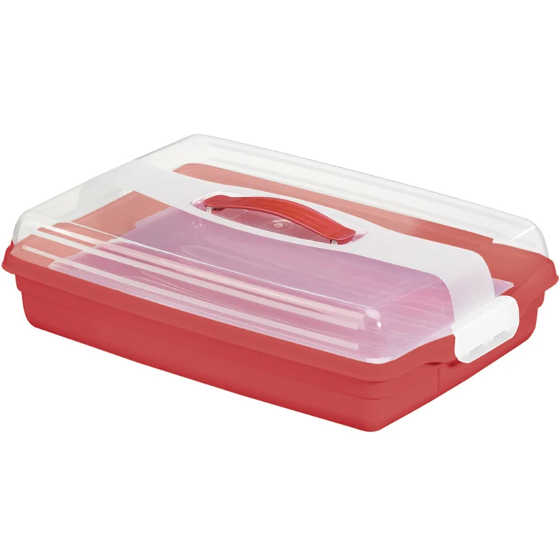 Curver plastic cake container, with lid, red, dishwasher safe, convenient handle, 172568