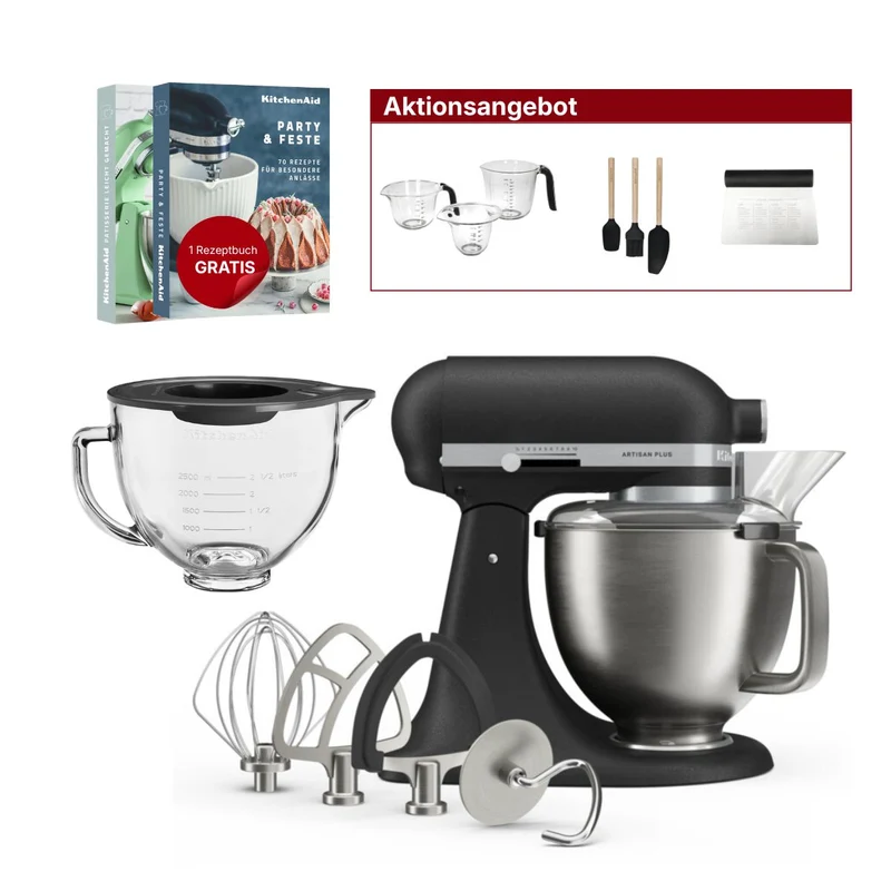 KitchenAid 4,7L 5KSM50PKVE Küchenmaschine - Artisan Plus mit GRATIS Glasschüssel