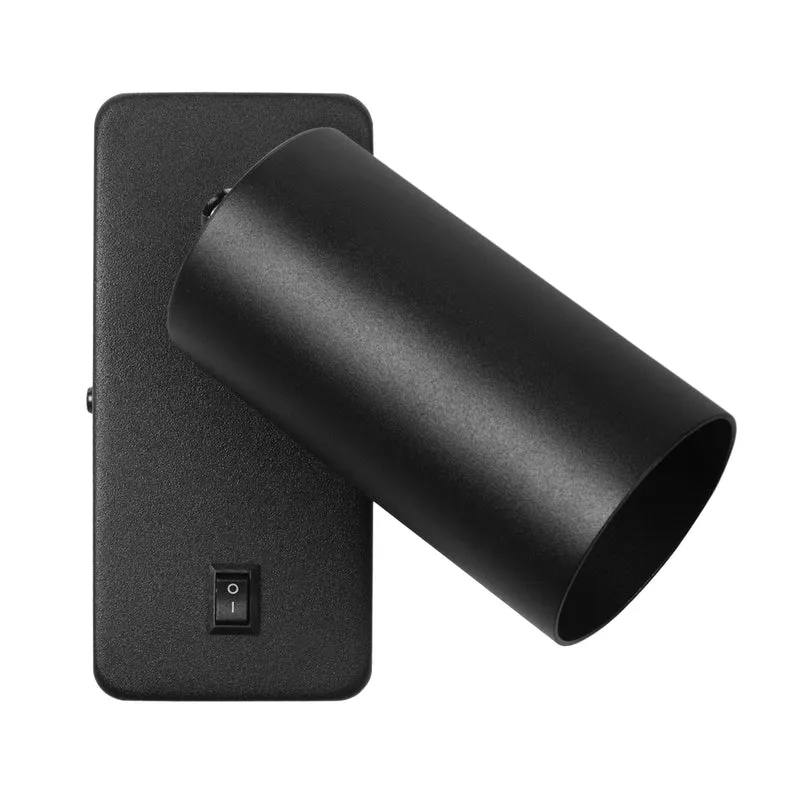 Wall lamp / wall lamp Maclean, spot, round, GU10, with switch 55x90mm, black color, MCE369 B 2pcs+ LED bulb GU10 7W Maclean Energy MCE437 NW neutral white 4000K, 220-240V~, 50/60Hz, 2pcs