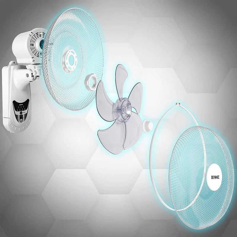 Duronic FN55 WE Wandventilator 60W | Durchmesser 40 cm | Ventilator mit Timer und Fernbedienung | 3 Geschwindigkeiten | Kompakter und leiser Raumventilator für die Wand | Oszillierender Wandlüfter