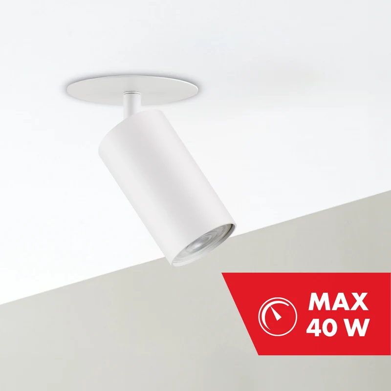 Maclean flush mount / tube luminaire, spot, round, aluminum, GU10, 55x100mm, white, MCE364 W