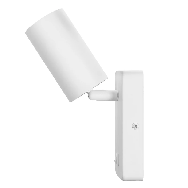 Maclean wall lamp / wall light, spot, round, GU10, with 55x90mm switch, white, MCE369 W+LED bulb GU10 7W Maclean Energy MCE437 WW warm white 3000K, 220-240V~, 50/60Hz, 490lm