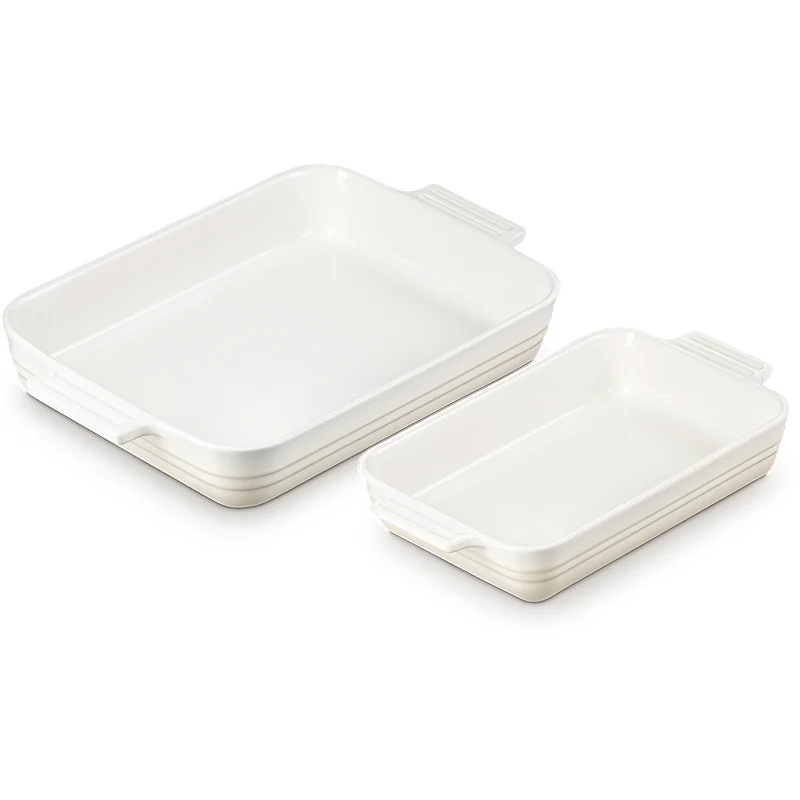 Le Creuset Auflaufform Klassik rechteckig 2er-Set 25/32 cm Meringue