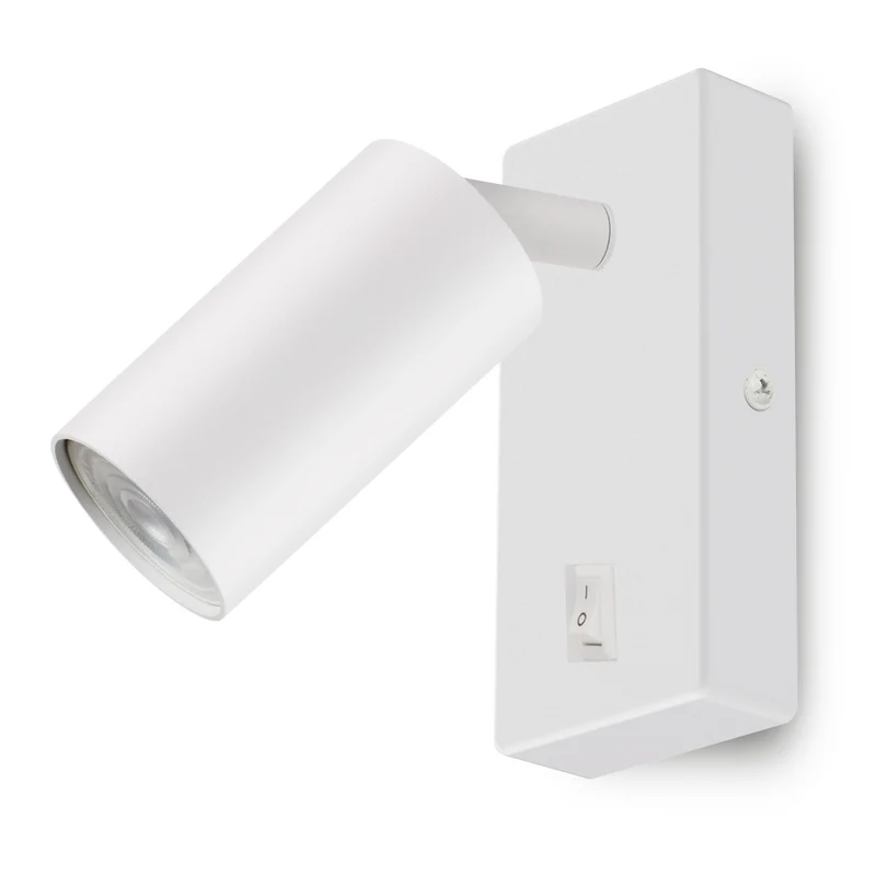 Maclean wall lamp / wall light, spot, round, GU10, with 55x100mm switch, white, MCE369 W