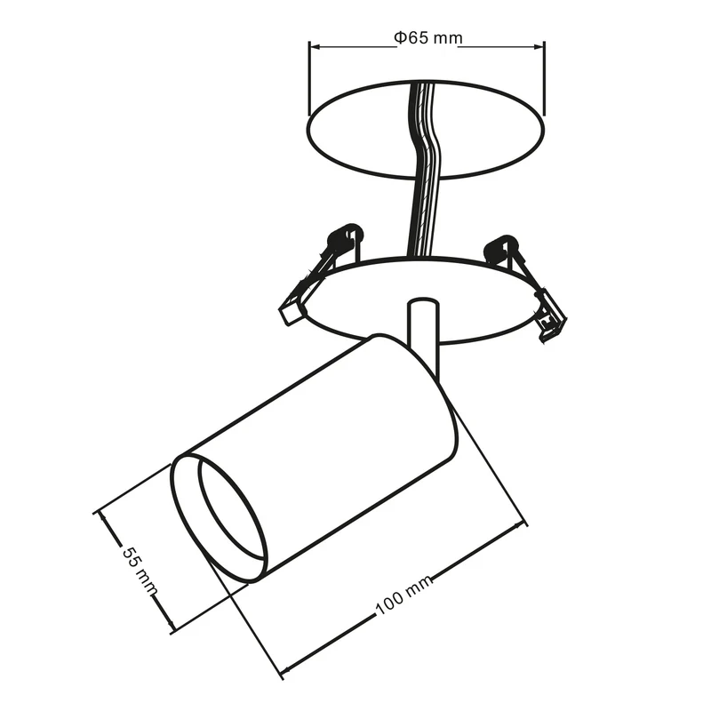 Maclean flush mount / tube luminaire, spot, round, aluminum, GU10, 55x130mm, white, MCE364 W + LED bulb GU10 7W Maclean Energy MCE437 NW neutral white 4000K, 220-240V~, 50/60Hz, 490 lm