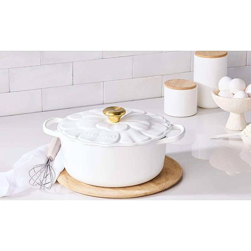 Le Creuset Bräter Signature Blume 26 cm White