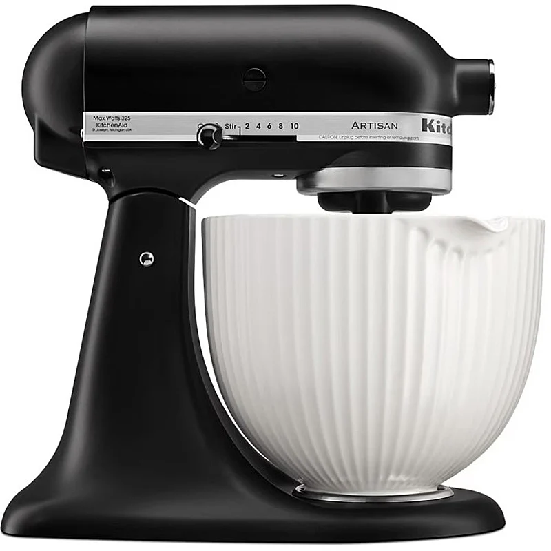 KitchenAid Keramikrührschüssel 4,7 L Classic Column - mit Griff & Ausgießer für Küchenmaschine