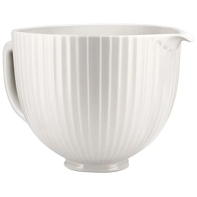 KitchenAid Keramikrührschüssel 4,7 L Classic Column - mit Griff & Ausgießer für Küchenmaschine
