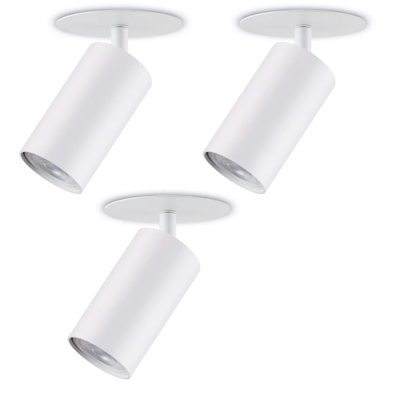Maclean flush mount / tube luminaire, spot, round, aluminum, GU10, 55x130mm, white color, MCE364 W 3pcs+LED bulb GU10 7W Maclean Energy MCE437 WW warm white 3000K, 220-240V~, 50/60Hz 3pcs