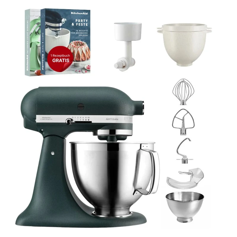 KitchenAid 4,8 L 5KSM185 Artisan Küchenmaschine Breadlover Messerschmidt Getreidemühlenvorsatz, Brotbackschüssel