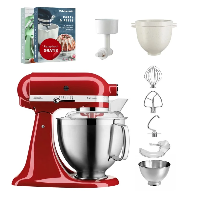KitchenAid 4,8 L 5KSM185 Artisan Küchenmaschine Breadlover Messerschmidt Getreidemühlenvorsatz, Brotbackschüssel
