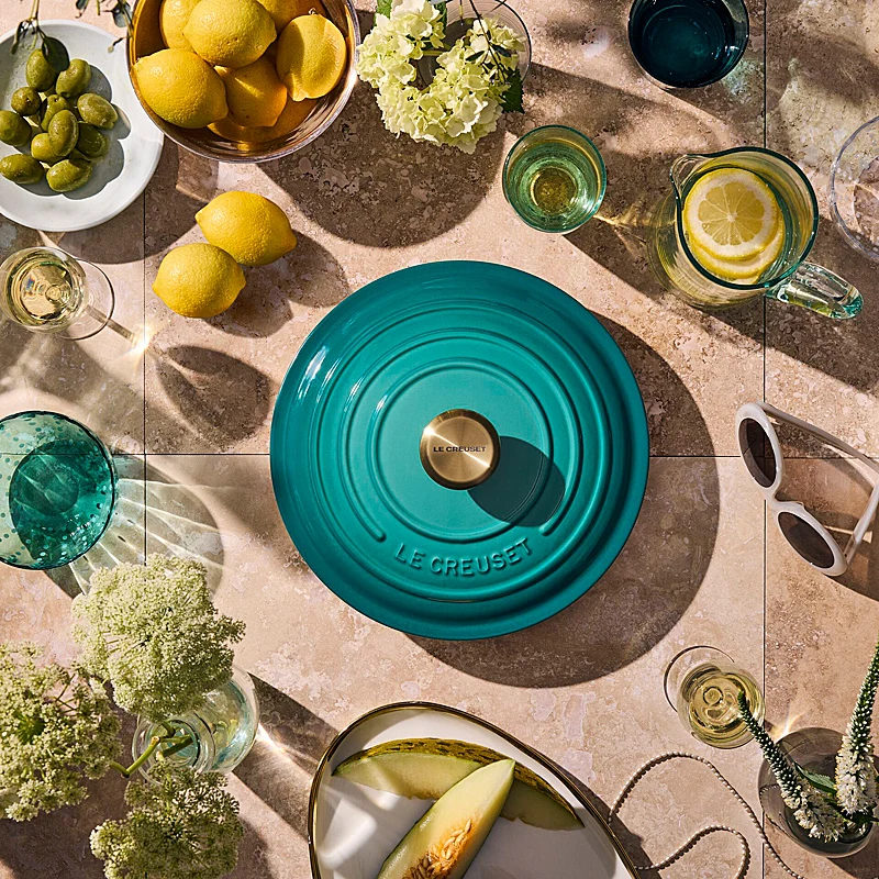 Le Creuset Bräter Signature rund 26 cm Bleu Riviera