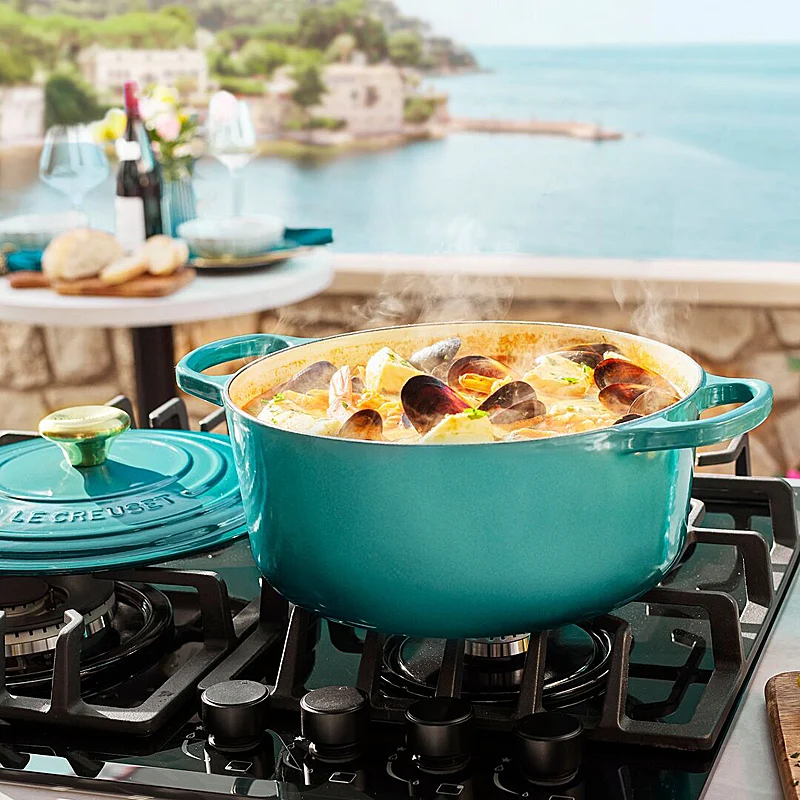 Le Creuset Bräter Signature rund 24 cm Bleu Riviera