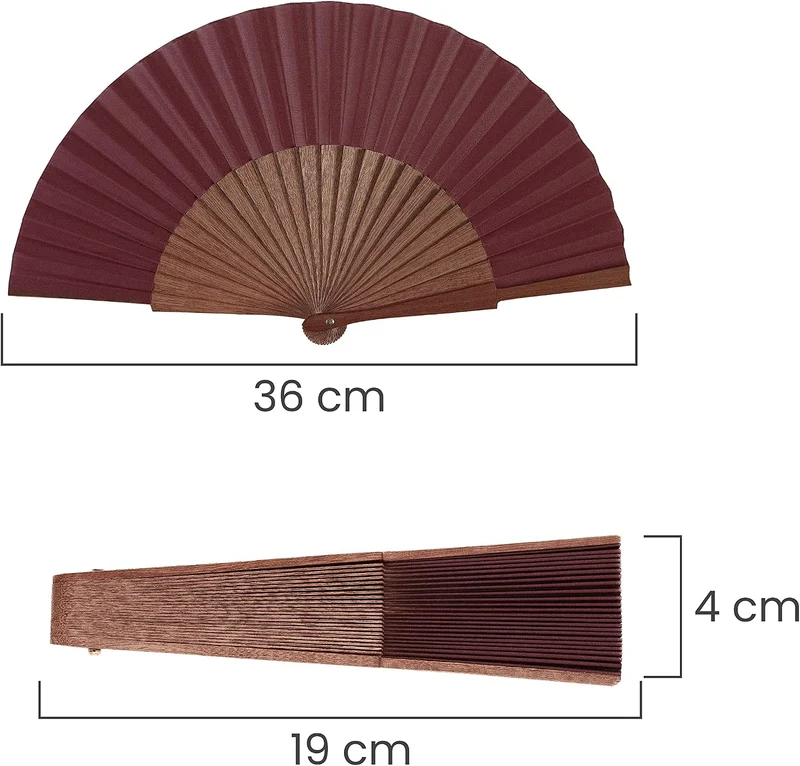 Handgefertigter Spanischer Fächer - Grüner Fächer- Fächer aus Sipo-Holz und 100% Baumwolle - Fächer