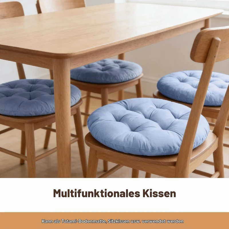 4er Set Stuhlkissen Rund, 40cm Bequemes Sitzkissen Gefüllte Sitzkissen, Runden Bodenkissen Stuhlaufl